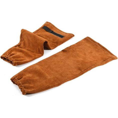 Manchette Soudeur - Cuir de Vachette - Résistant à la Chaleur et aux Flammes - Pour Soudage et Jardinage - 1 Paire (1/5)