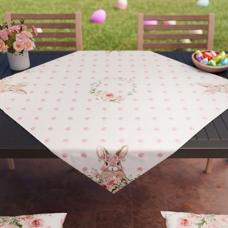 Centre de Table de Pâques 90x90 cm, Tissu en Microfibre Anti-Tache, Élégant et Lavable, Décoration Élégante pour Paques, 100% Fabriqué en Italie (1/3)
