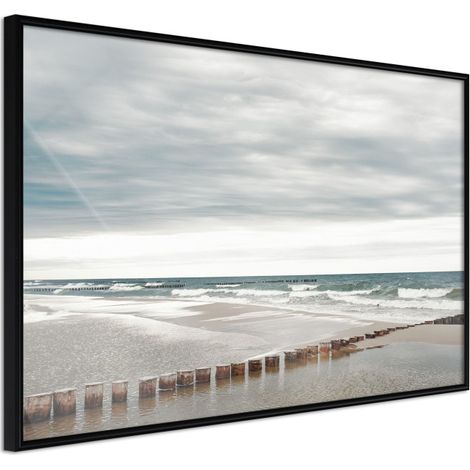 Affiche Murale Encadrée "Chilly Morning at the Seaside" 90 x 60 cm Noir