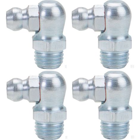 4x graisseur en équerre M8x1 angle 90° embout graissage pompe à graisse manuelle hydraulique tracteur engin agricole tractopelle