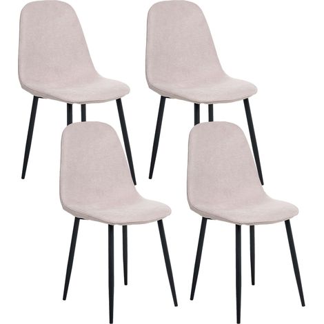 Set of 4 Dining Chairs CRANDALL Fabric Beige