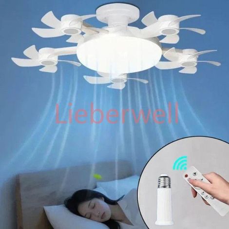 LED Ventilateur Plafond avec Lumiere,5 Fan têtes Lampe Ventilateur Plafonnier,3 Vitesses,Lampe Ventilateurs Plafond Avec Douille E27 (1/5)