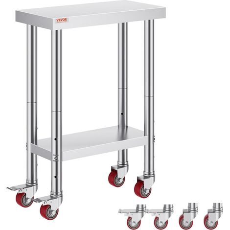 31x61x85 cm Table de Travail Inox pour Préparation Cuisine Meuble Professionnel sur Roulettes Charge 317 kg (1/5)