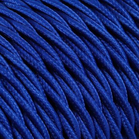 Câble Bleu Italien en Textile Torsadé 3x0.75mm² - Fil Electrique Tissu (1/3)