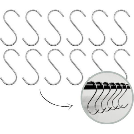 Hoya Living – Silberne S-Haken – 12er-Pack – 9,5 cm (groß) – Kleiderhaken – Garderobenhaken – S-Haken (1/5)