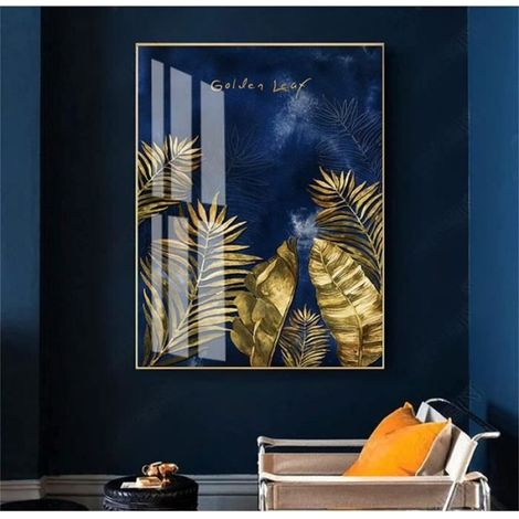 Lot de 3 posters haut de gamme - Feuilles de bananier dorées - Sans cadre - 30 x 40 cm (1/4)
