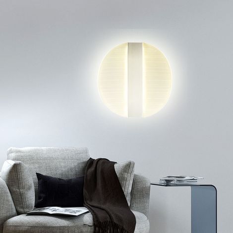 LED Wandlampe Wandleuchte Wohnzimmer Metall Nickel Matt satiniert, Metall Acryl, 1x LED 6 W 400 lm, D 16 cm
