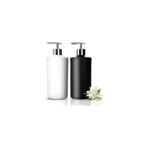 Lot de 2 Distributeurs de Savon en Verre 450ml Noir et Blanc Mat Pompe en Acier Inoxydable, Rechargeables pour Cuisine et Salle de Bain