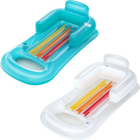 Trade Shop - AUFBLASBARER ENTSPANNUNGSSTUHL MATRATZE MEERSCHWIMMBAD MIT GETRÄNKEHALTER 2 FARBEN -