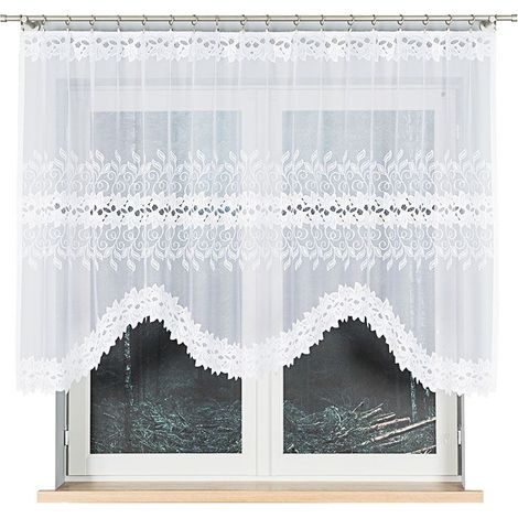Bastia - Cortina jacquard confeccionada con abertura en la parte inferior - 250 x 130 cm - blanca (1/5)