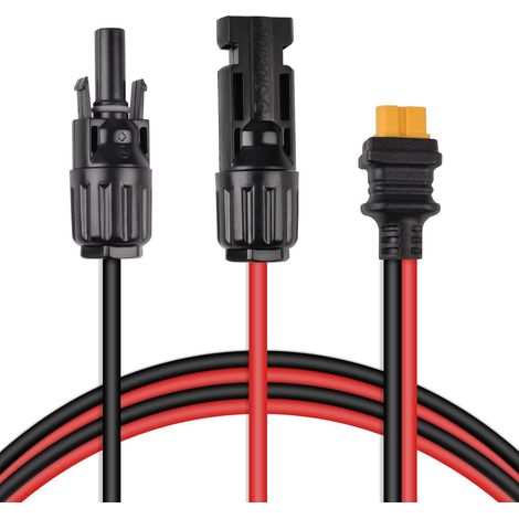 Connecteur de Panneau Solaire au Câble Adaptateur XT60 12AWG, 60CM IP68 Imperméable Double gaine PVC Résistant à La Chaleur, pour Panneau Solaire RV Portable Power Station Solar Generator (1/5)