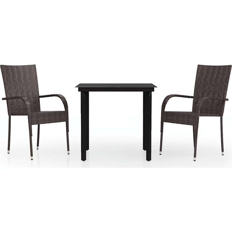 Maison Exclusive - Set da Pranzo per Giardino 3 pz Marrone e Nero (1/5)