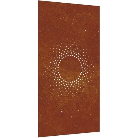 Décoration murale de jardin : motif soleil en acier Corten, 105 x 55 cm (1/5)