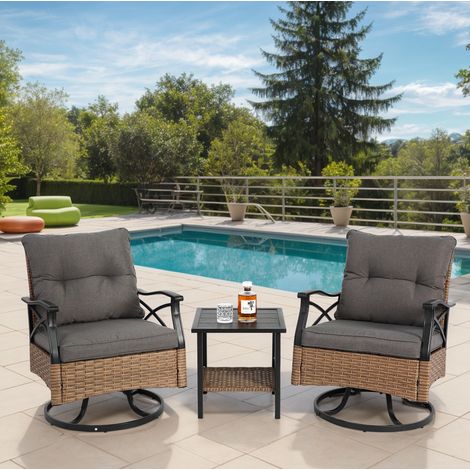 Conjunto muebles jardín 2 sillones giratorios y mesa OKMYHOME (1/5)