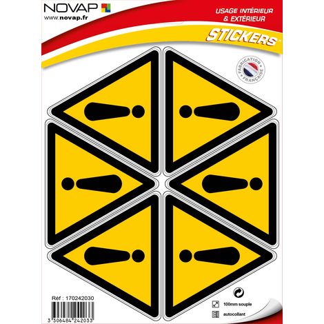 Planche 6 Pictogrammes Triangle 100mm - Danger Général - 4242033