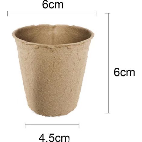 Lot de 100 pots d'allaitement dégradables ronds petits pots de plantes biodégradables de 6 cm pots de graines pour semis graines boutures avec 100 pcs petits piquets en plastique (1/4)