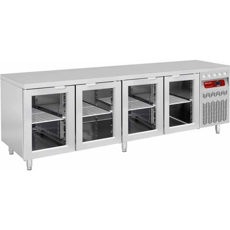 Table réfrigérée ventilée 4 portes vitrées GN - Diamond