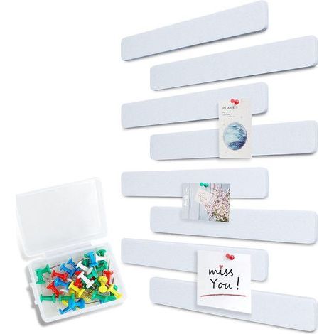 8 Bandes de 33x5 cm, Panneau Mural en Feutre Adhésif avec 40 Punaise, pour Photos et Notes à la Maison, au Bureau (1/4)