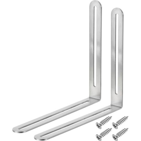 2Pcs Équerre Réglable En L Avec Fente 7.87 x 6.5 Pouces Argent (1/5)