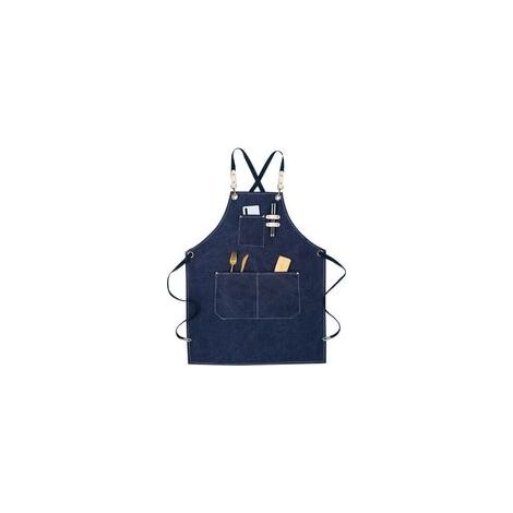 Tablier de cow-boy de haute qualité avec poches pour coiffeur, Tablier de travail multifonction en toile cirée imperméable, peintre, jardinier, styliste de coiffure pour femme et homme,bleu (1/4)
