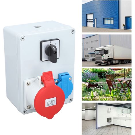Prise murale CEE 16A de style européen et prise CEE 32A à 5 broches avec interrupteur rotatif à 2 positions, structure d'interrupteur principal, distributeur d'alimentation, boîtier de prise extérieur (1/5)