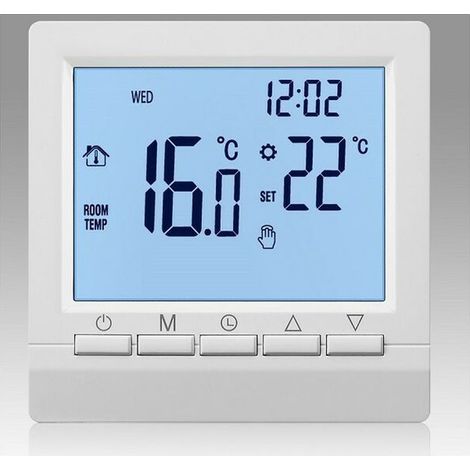 Thermostat de Chauffage de chaudière à gaz 1.5 v régulateur de température alimenté par Batterie avec rétro-éclairage Blanc pour chaudières Programmable hebdomadaire (1/4)