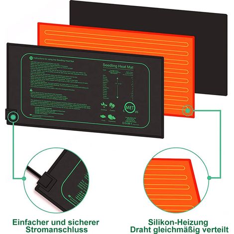 Tapis chauffant 45 W pour serres d'intérieur, semis, plantes, animaux de compagnie, reptiles et terrariums - 50 x 52 cm, 1 pièce avec thermostat (1/5)