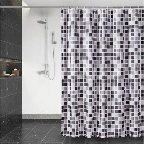 Cortina de ducha de secado rápido, impermeable, de tejido de poliéster, lavable a máquina, semitransparente - Crezuo (1/4)