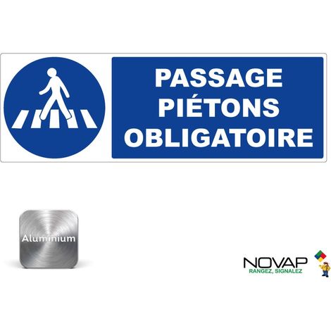 Panneau Passage Piétons obligatoire - Alu 450x150mm - 4012216