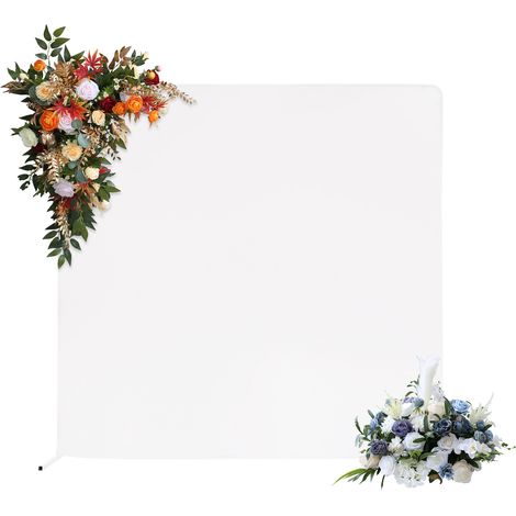 support pour toile de fond en métal, 2x2 M arche doré de mariage avec housse en tissu blanc, pour anniversaire, cérémonie, fête et banquet (1/5)