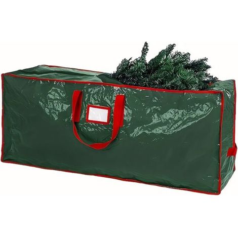 Sac Rangement Sapin Noël Grand Format PVC Rectangulaire - Fermeture Éclair Poignée Solide - Rangement Décorations Intérieur Extérieur vert (1/4)
