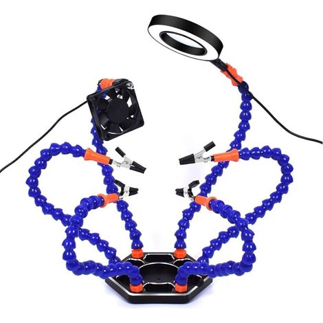 Outil D'Aide au Soudage Électronique avec Loupe 3X, Lampe de Poche LED, Ventilateur D'Extraction de Fumée par USB pour la Réparation de PCB et CI (1/5)