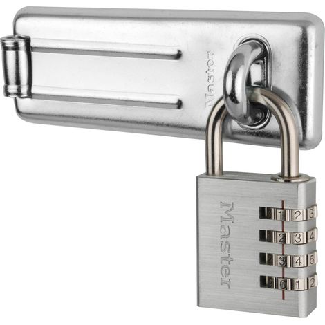 Master Lock 7640704EURD Pack Comprenant un Moraillon de Porte et un Cadenas à Code