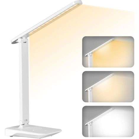 Kabellose LED-Schreibtischlampe mit 2400-mAh-Akku, 3 Farbtemperaturmodi und einstellbarer Helligkeit (15–100 %), faltbar, Touch-Steuerung, Augenschutz, für Nachttisch, Schreibtisch und Kinderzimmer (1/5)