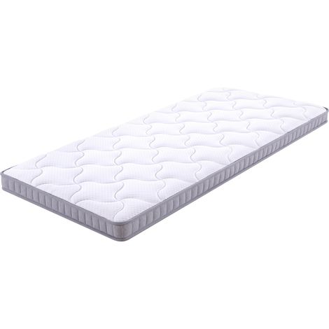 Materasso a molle insacchettate 90x200x10 cm H3/H4, memory foam a 7 zone, supporto confortevole, bianco (1/5)