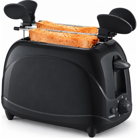 Tostapane Nero con 2 Slot Controllo Temperatura e Spegnimento Automatico 700W (1/5)