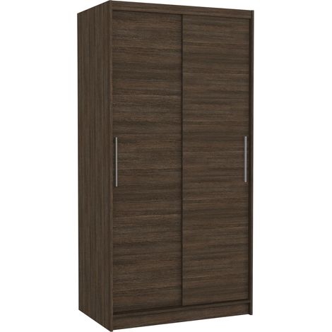 Petite armoire de chambre à coucher marron 2 portes coulissantes Kilane 100cm (1/5)