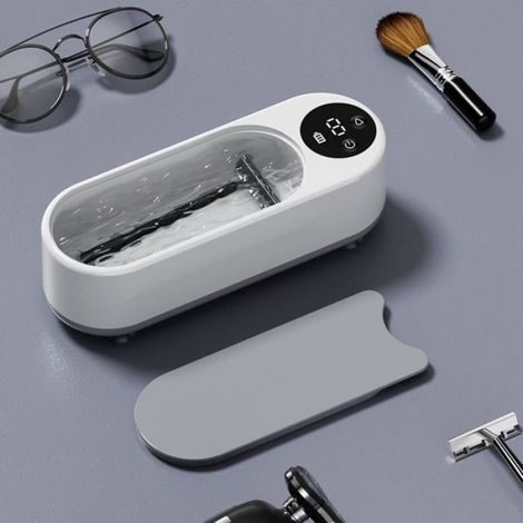 Nettoyeur Ultrasonique - 45000 Hz - Pour Bijoux Lunettes Rasoirs Brosses À Maquillage - Capacité 300 ml - Blanc (1/5)