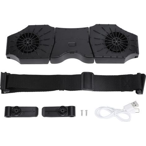 Portable Belt Fan – 8000 mAh, 3 Speeds, Dual Silent Fans, Black (1/5)