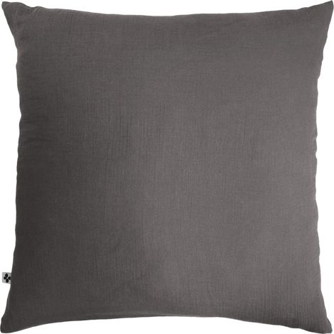 Taie d'oreiller en double gaze de coton – 60 x 60 cm – Coloris Granit