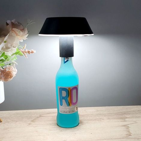 Berührungsempfindliche Weinflaschenlampe, Helligkeit einstellbar, 3 Farben, ohne LED-Streifen, für Restaurants und Bars, schwarz, 13 x 9 cm (1/4)