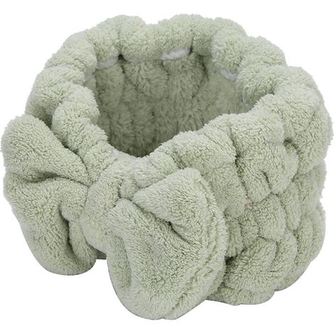 Bandeau nœud papillon en polaire corail, forte absorption d'eau, accessoire de coiffure vert (1/5)