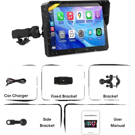 GPS de moto, étanche, connectivité sans fil, 7 pouces Carplay (1/2)
