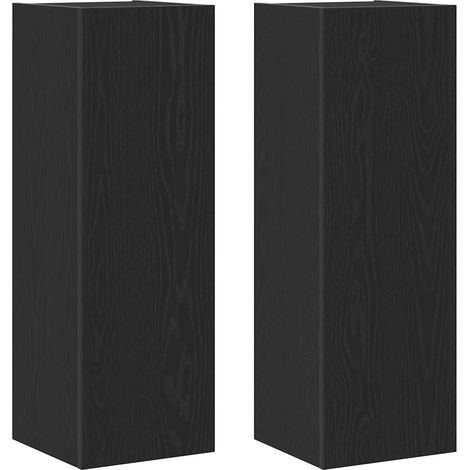 Mobile porta TV da parete contemporaneo salva-spazio con ripiani 30,5 x 30 x 90 cm in legno multistrato nero 020051892
