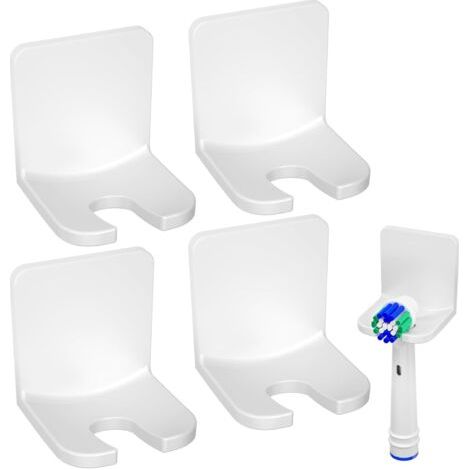 QORVA-Lot de 4 supports de brosse à dents électrique, support mural autocollant avec adhésif 3M, support de tête de brosse à dents pour salle de bain, blanc