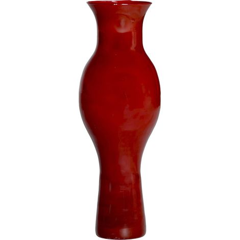 Vase contemporain en verre rouge finition laquée élégante - Rouge laqué contemporain (1/4)