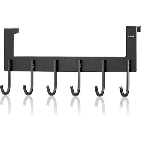 Türhaken aus Aluminium, 6-Haken-System, kein Bohren erforderlich, Gewicht: 20 kg, ideal für Schlafzimmer, Wohnzimmer, Badezimmer und Küche (1/5)