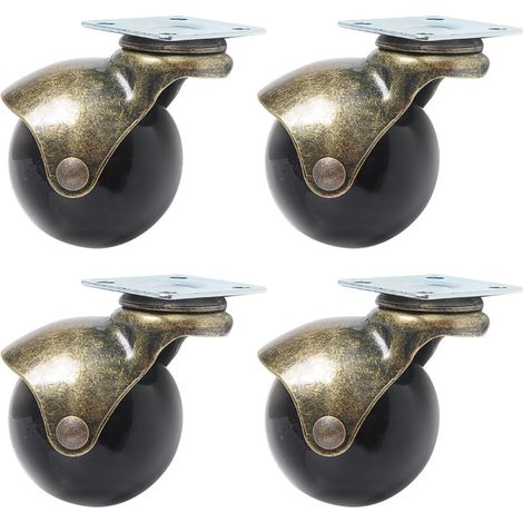 Roulettes à Bille - 360 Degrés Pivotantes - Bronze Vintage 50mm - Plaque Fixation 38x38mm - Lot De 4 (1/5)