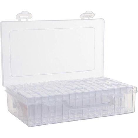 1 boîte de rangement transparente portable à 64 compartiments pour perles et strass-23X13CM-Transparent