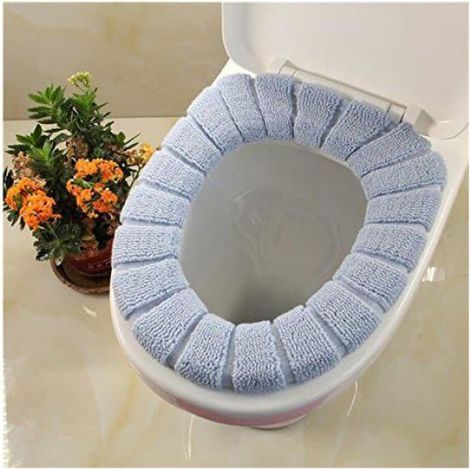 Housse De Siege WC - Tissu Acrylique - Pour Abattant Rond Standard - 43 X 37 Cm - Gris - 1 Piece (1/3)